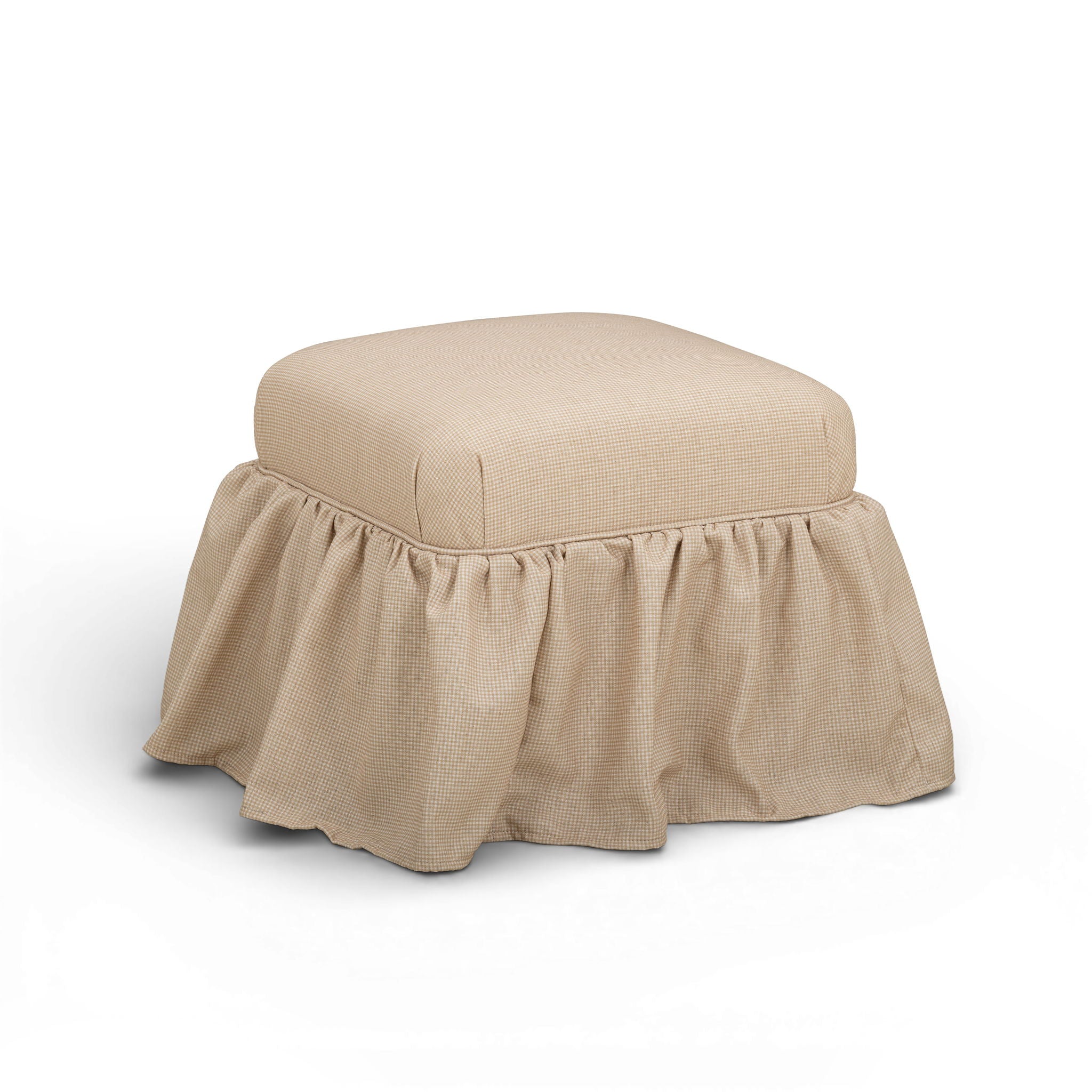 Gertrude - Performance Linen Skirted Ottoman - Yellow