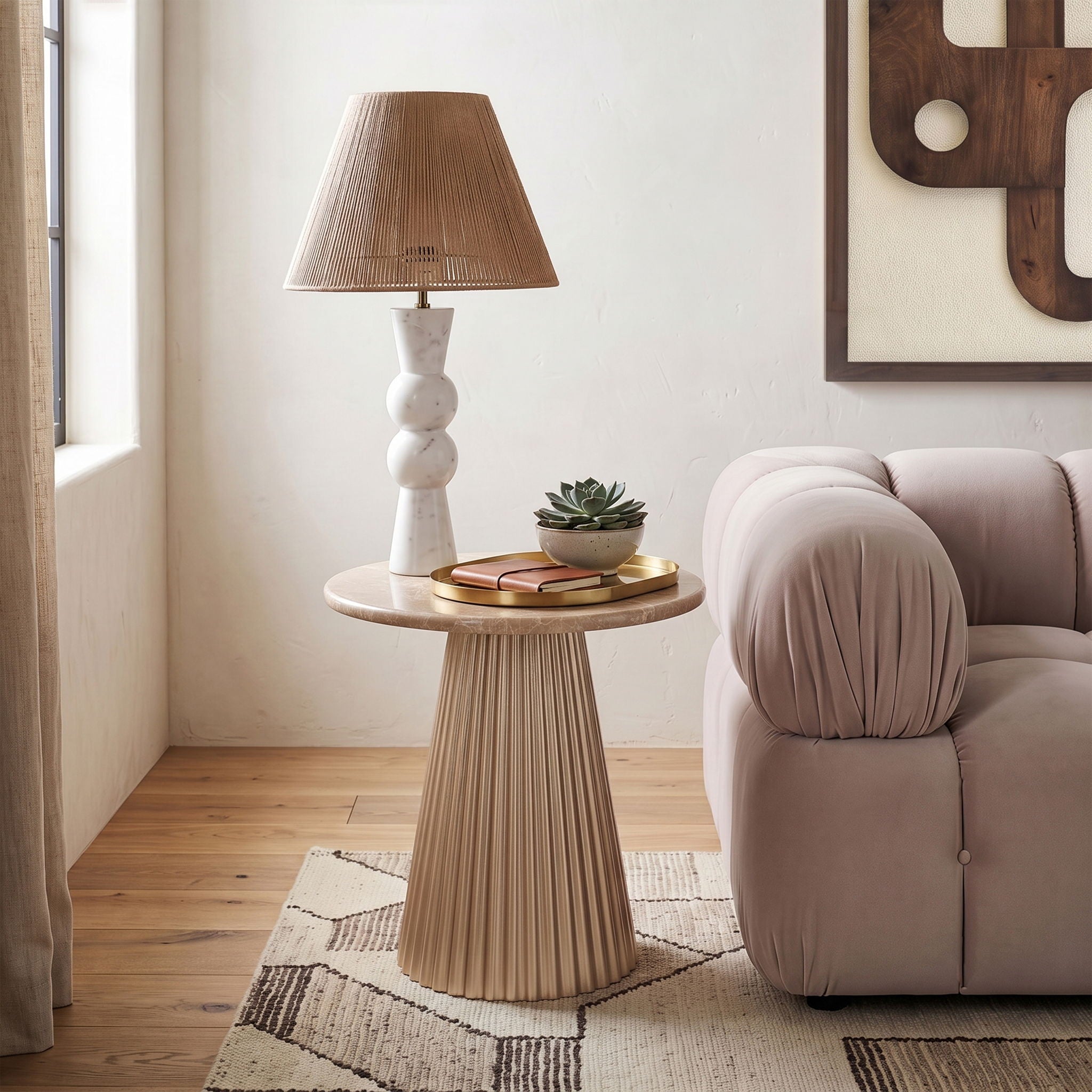 Cindra - Genuine Marble Top And Iron Base Table
