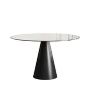 Round Dining Table & Tempered Glass Top - Black / Brown