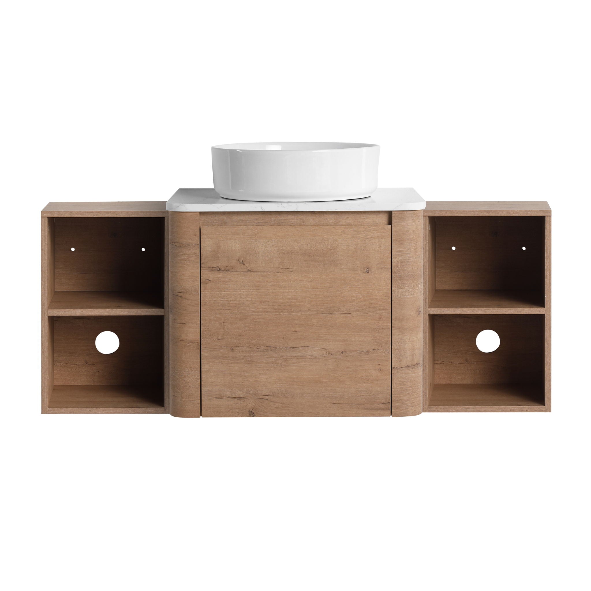 Wall Mounted Bathroom Vanity With Art Sink, 2 Storage Shelves, Soft Close Door