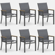 Outdoor Patio Chairs, Ergonomic (Set of 6) - Gray