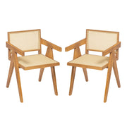 Chandigarh Arm Dining Chair With Natural Cane Design (Set of 2)