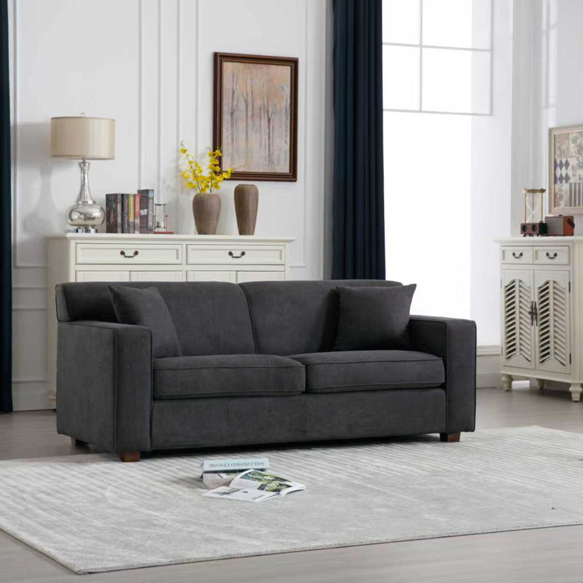 Convertible Sleeper Loveseat & Chair Set With Fold Out Mattress, Loveseat & Chair - Gray