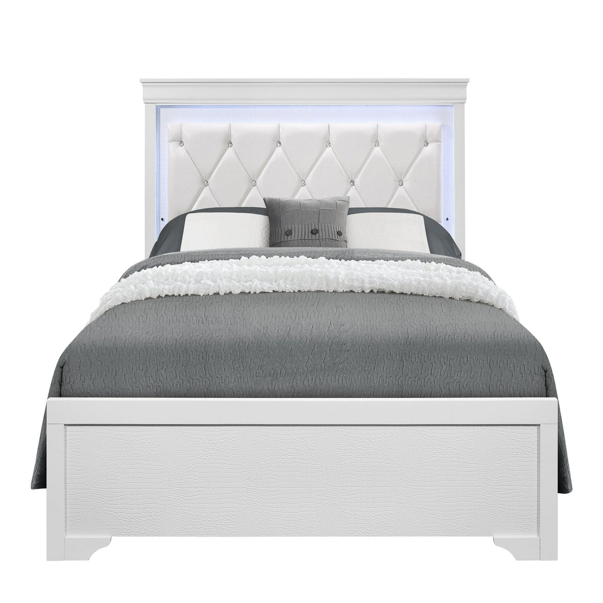 Shaker - Bed With LED Lighting And Crystal Inspired Tufted Headboard