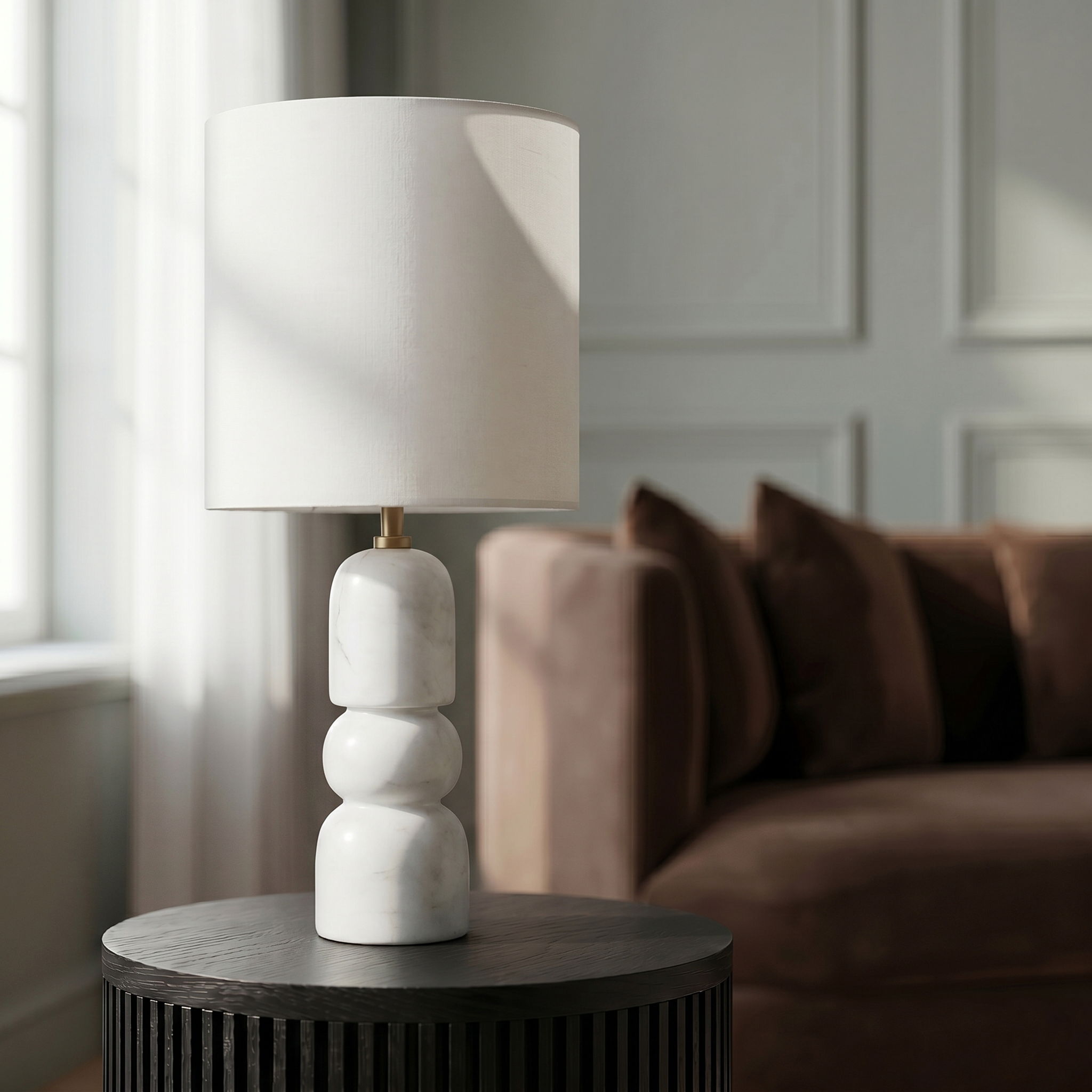 Paros - Base And Linen Textured Fabric Shade Table Lamp
