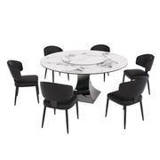 Round Dining Table & 6 Chairs Set - Silver