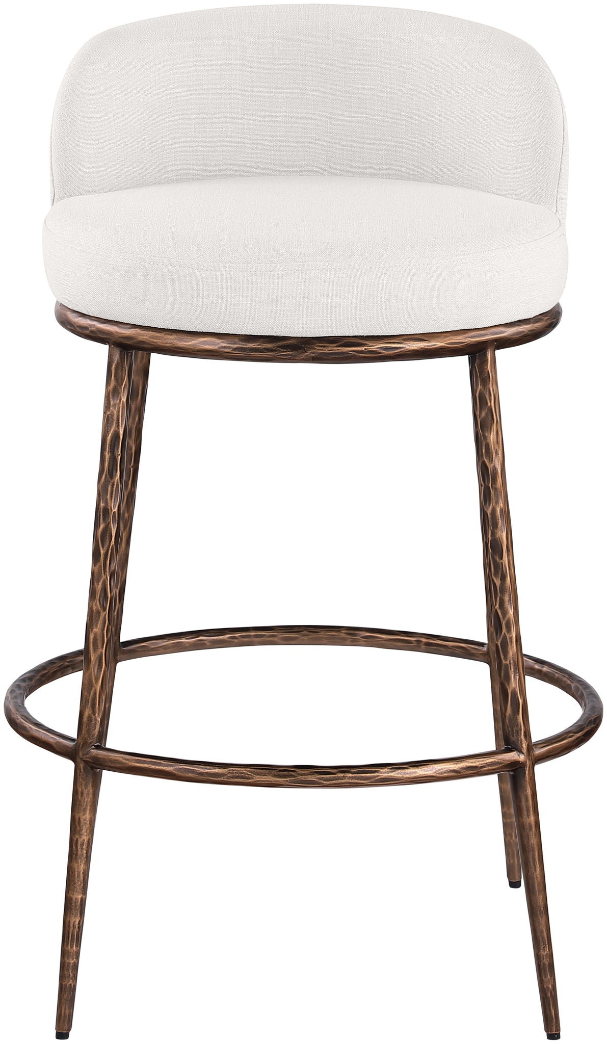 Ferro - Performance Fabric Upholstered Bar Stool - Cream / Antique Bronze