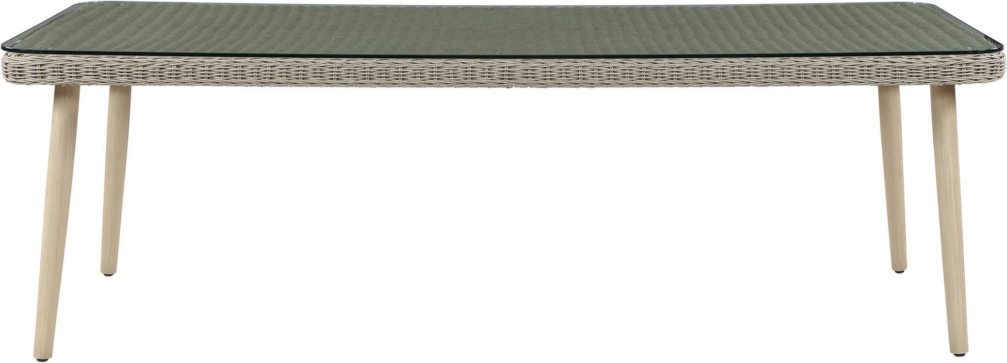 Seacrest - Tempered Glass Top And Wicker Outdoor Patio Dining Table