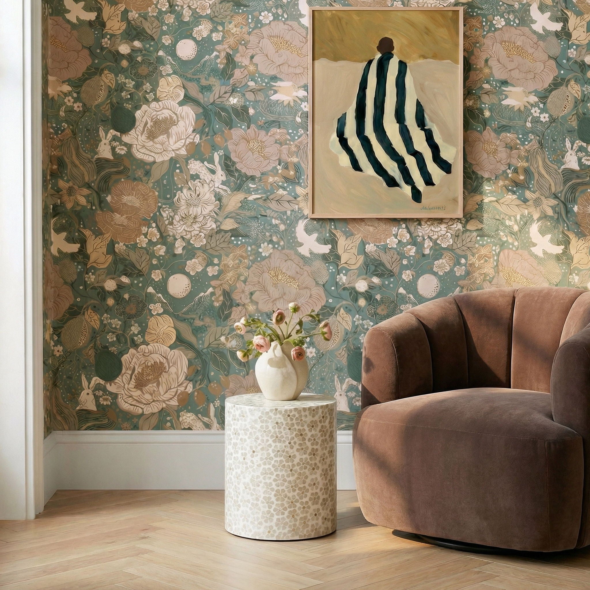 Lorna - Capiz Shell Motif Stool - Pearl Petal