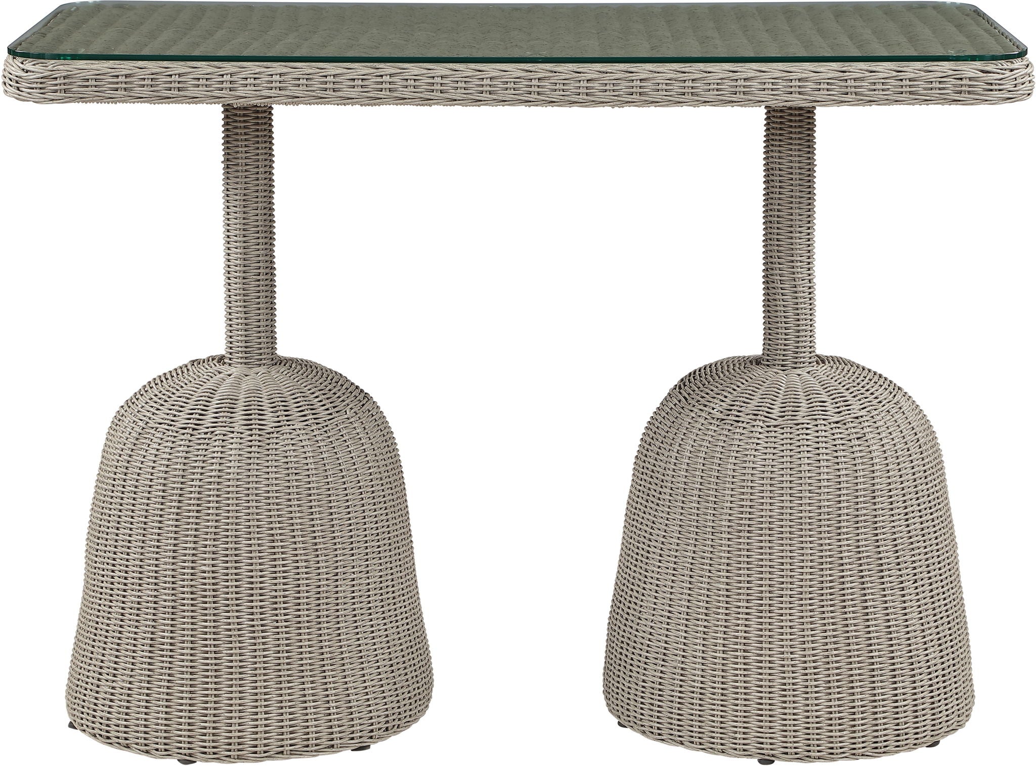 Seacrest - Tempered Glass Top And Wicker Outdoor Patio Bar Height Table