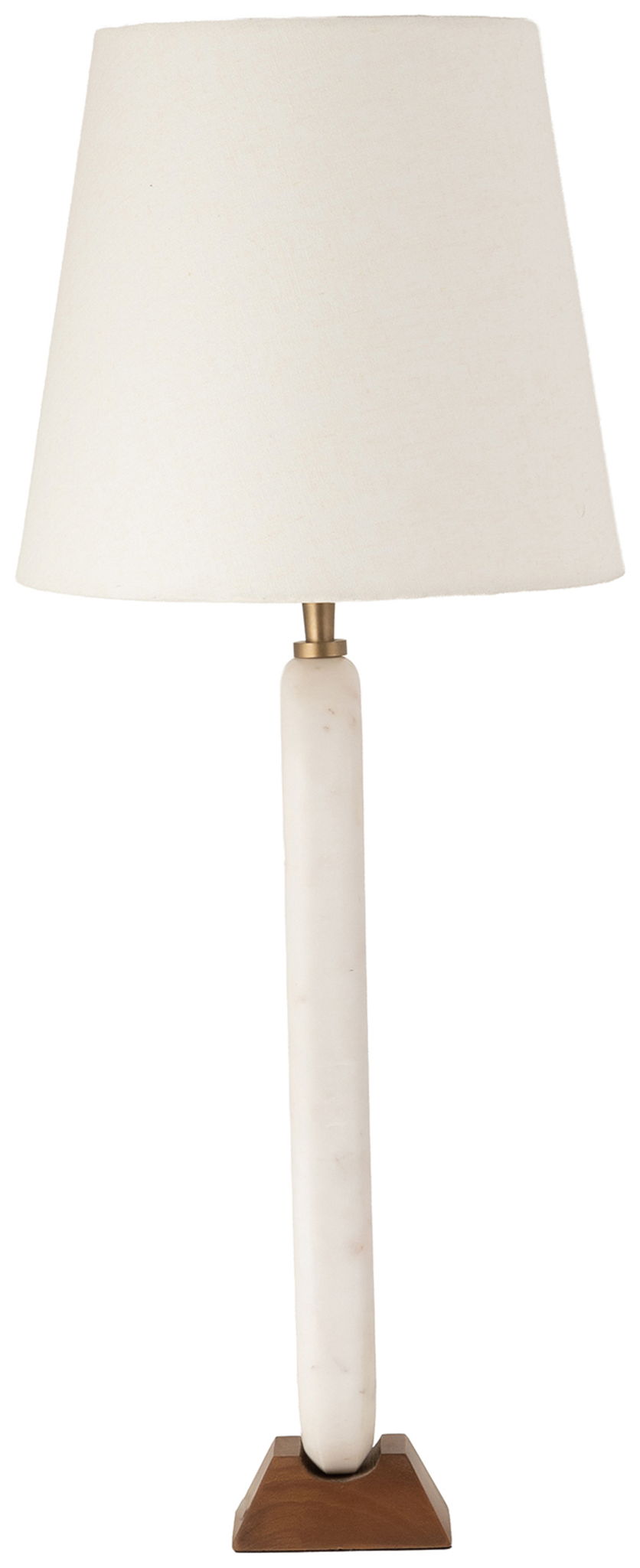 Solis - Genuine Marble And Mango Wood Base With Linen Textured Fabric Shade Table Lamp
