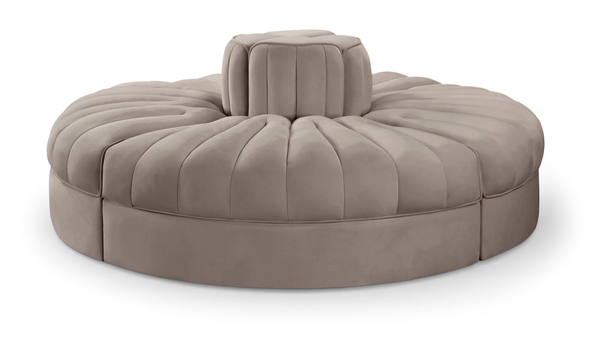 Rummi - Round Velvet Performance Fabric Upholstered 4 Piece Modular Sofa