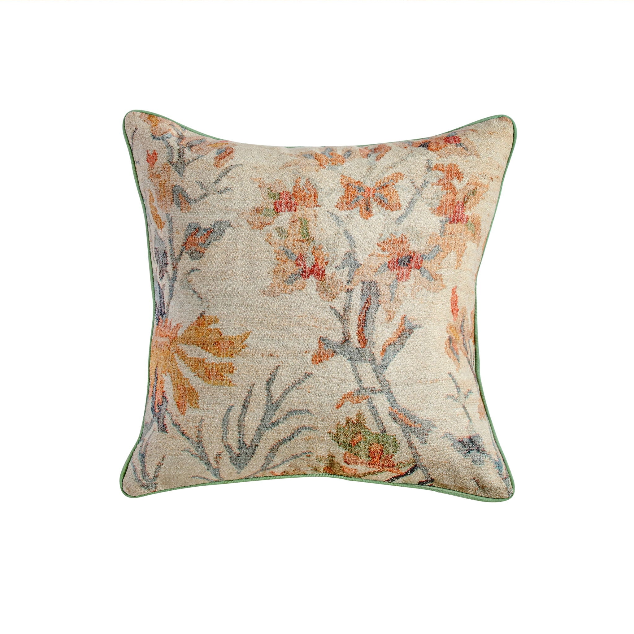 Taman - 20" Natural Cotton Accent Pillow - Summer Florals