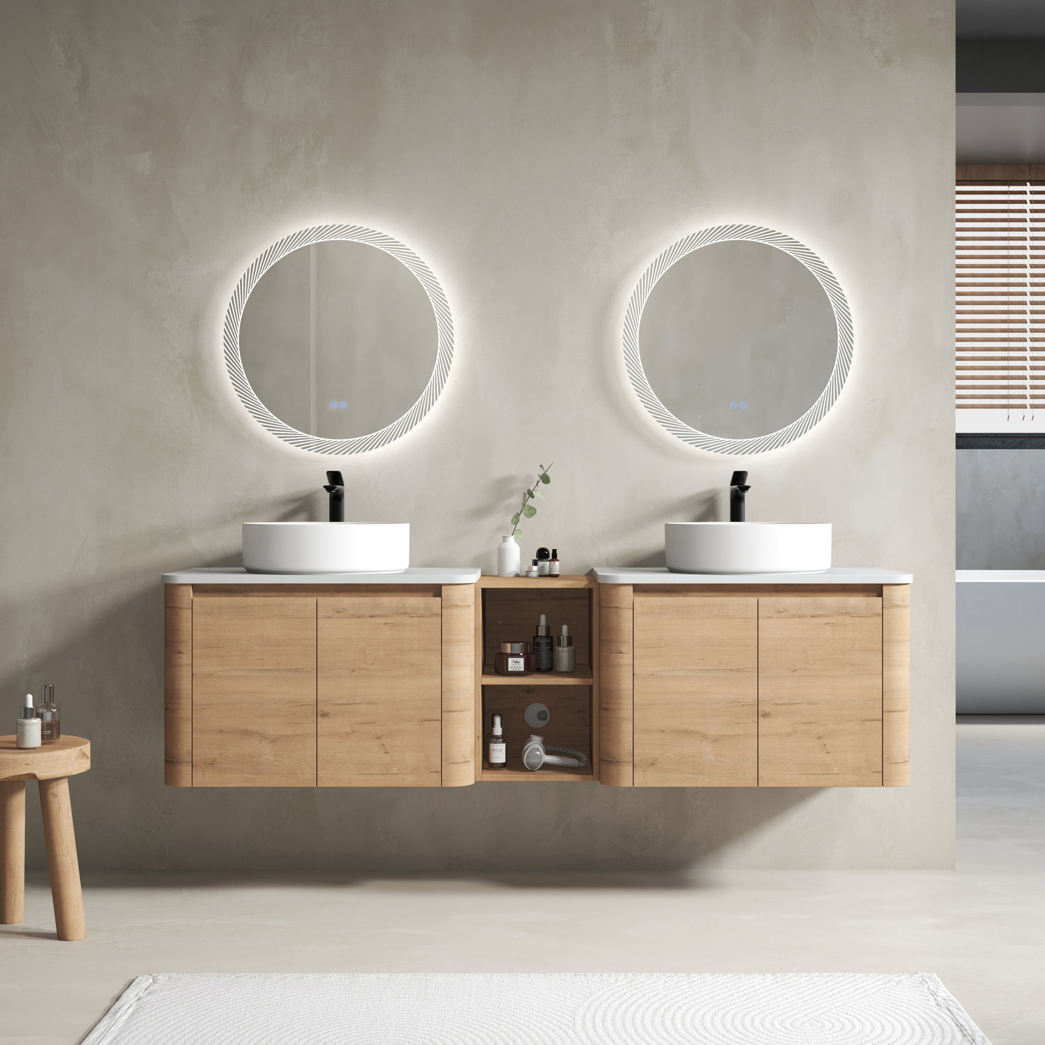 Wall Mounted Bathroom Vanity With Art Sink, 1 Storage Shelf, Soft Close Door