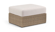 Seacrest - Olefin Water Resistant Fabric And Wicker Outdoor Patio Ottoman/Coffee Table
