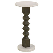 Selena - Round Side Table - White / Gray