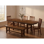 Gage - 6 Piece Standard Height Dining Set (Rectangular Table, Four Chairs & Bench) - Chestnut