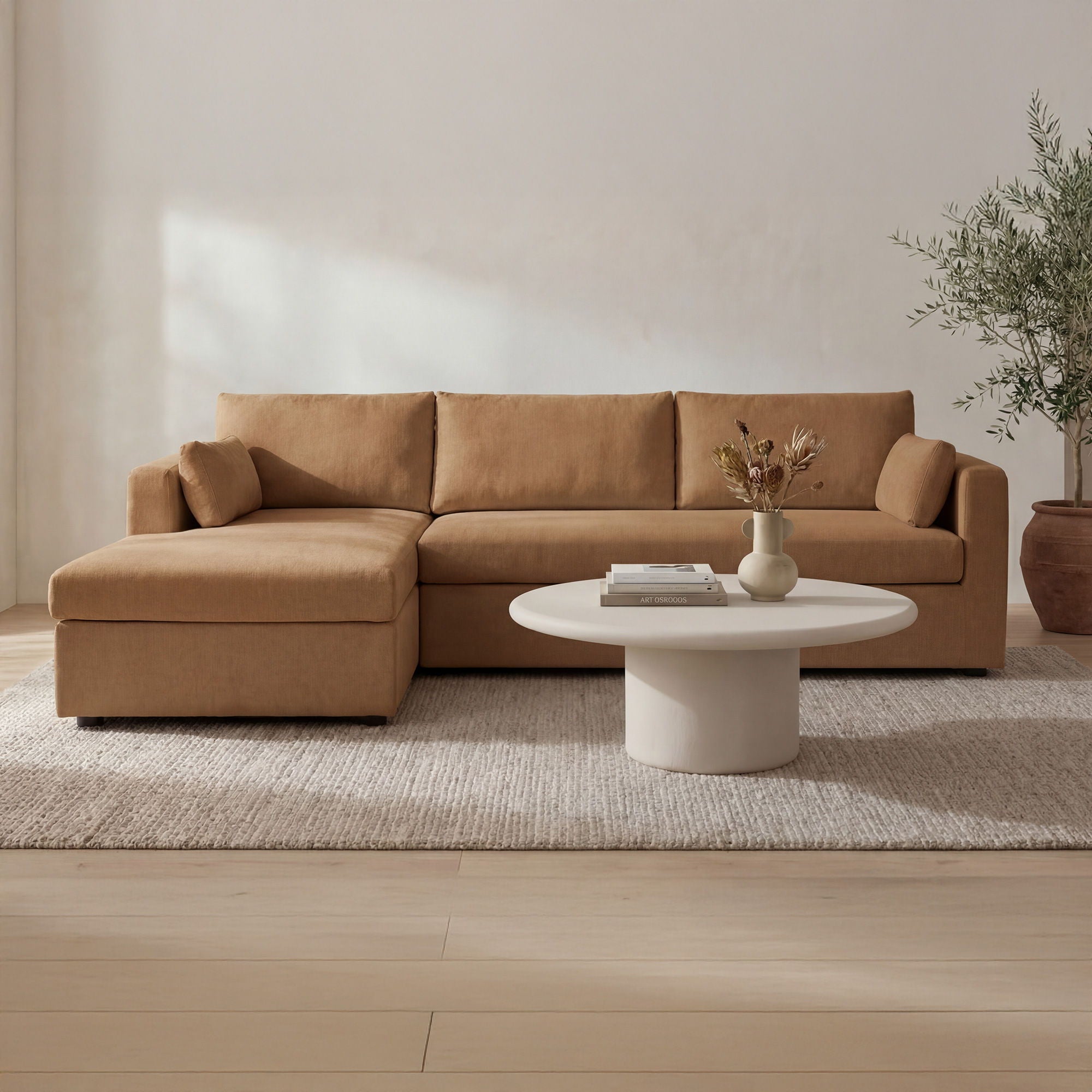 Burrow - Sleeper Sectional With Left Storage Chaise - Ginger
