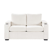 Pull Out Sofa Bed Loveseat With Twin Mattress, Cup Holders And Arm Storage
