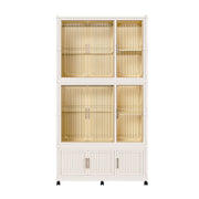 Portable Wardrobe Closet Storage Organizer For Clothes, 9 Magnetic Doors With 9 Cubes & 2 Hanging Rods, 6 Hangers - Cream White