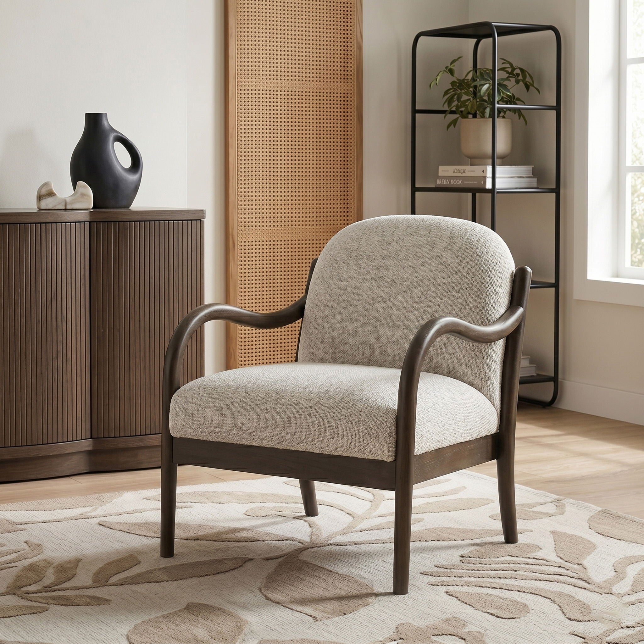 Helmsley - Performance Fabric Upholstered Accent Chair - Brown Frame