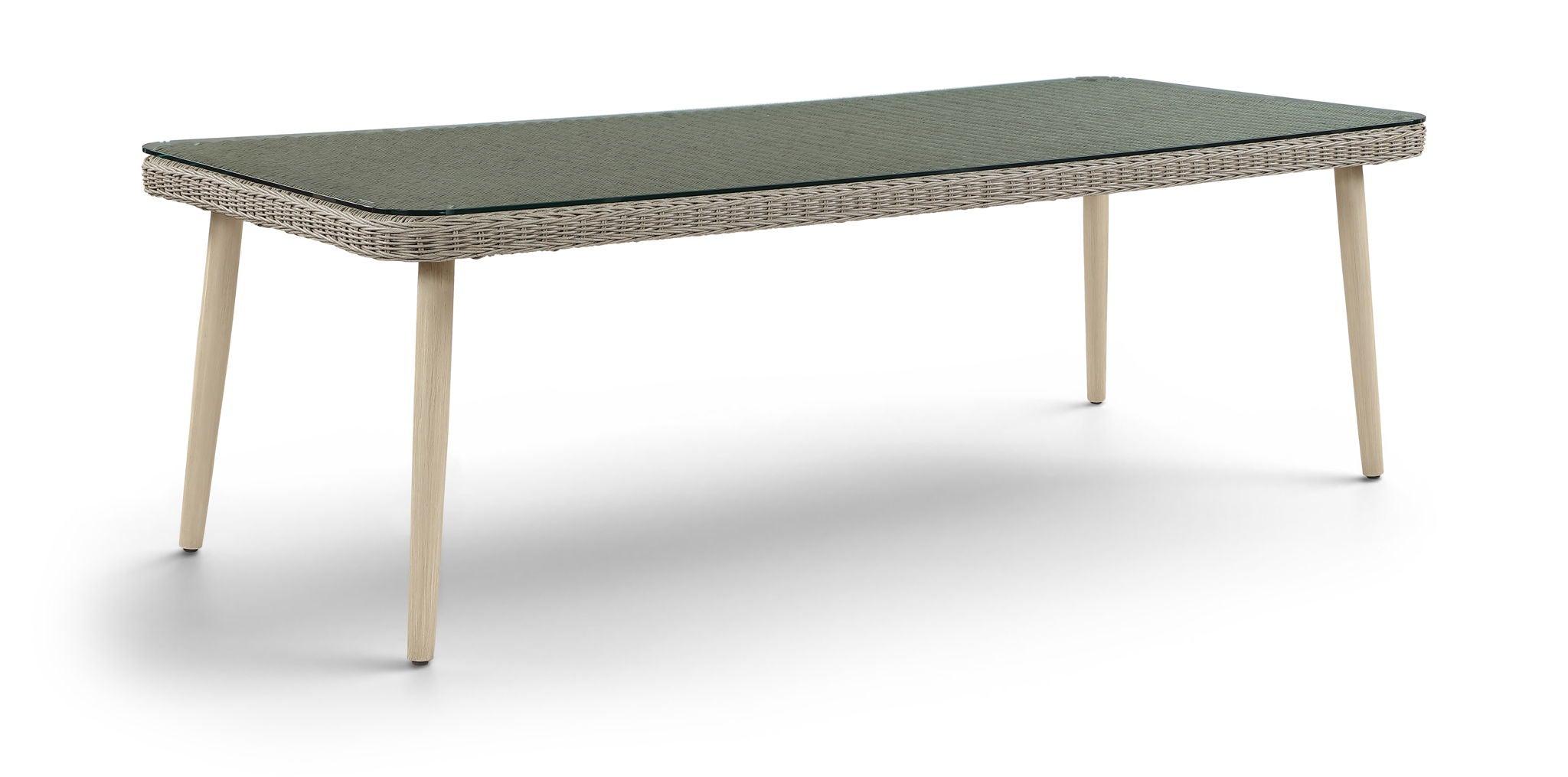 Seacrest - Tempered Glass Top And Wicker Outdoor Patio Dining Table