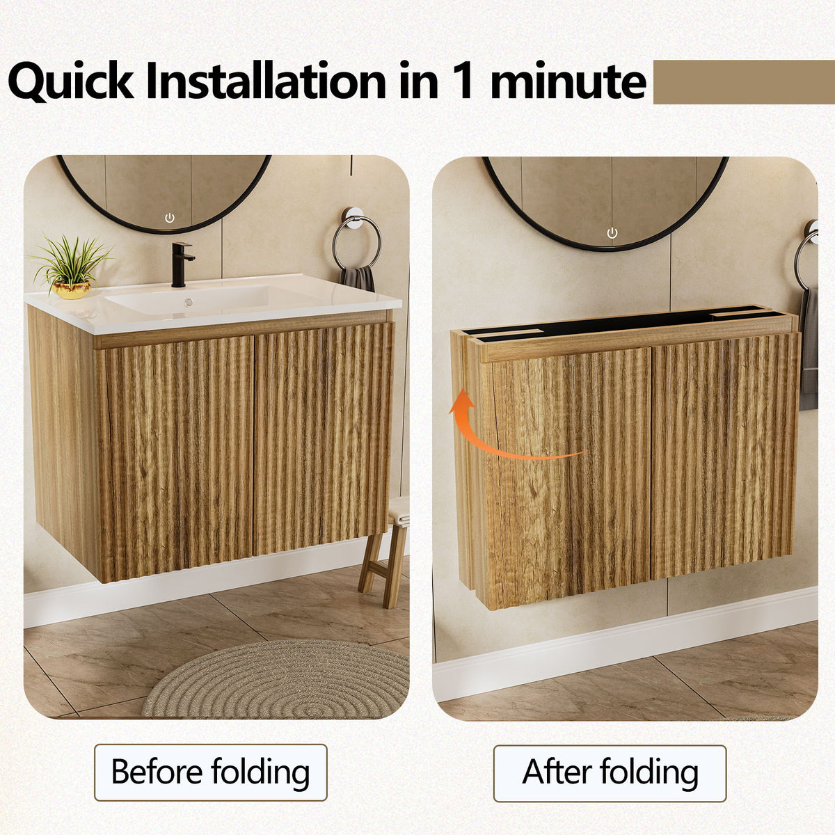 Folding Wall Cabinet With Creamic Sink