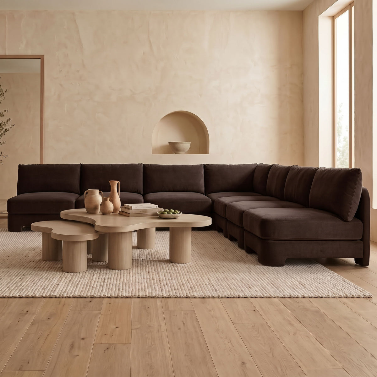 Hammond - Velvet Performance Fabric Upholstered 7 Piece Armless Sectional
