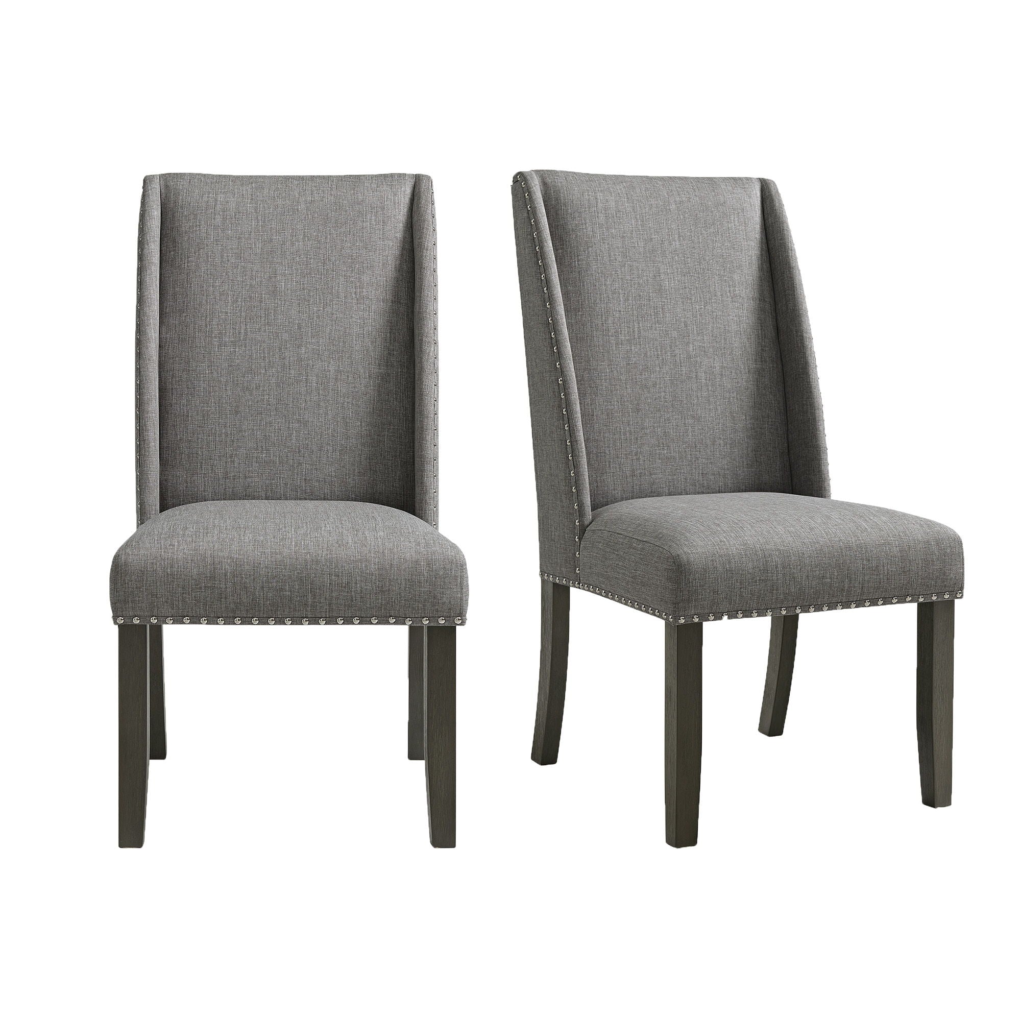 Everdeen - Side Chair With Gray Fabric and Nail Heads (Set of 2) - Charcoal