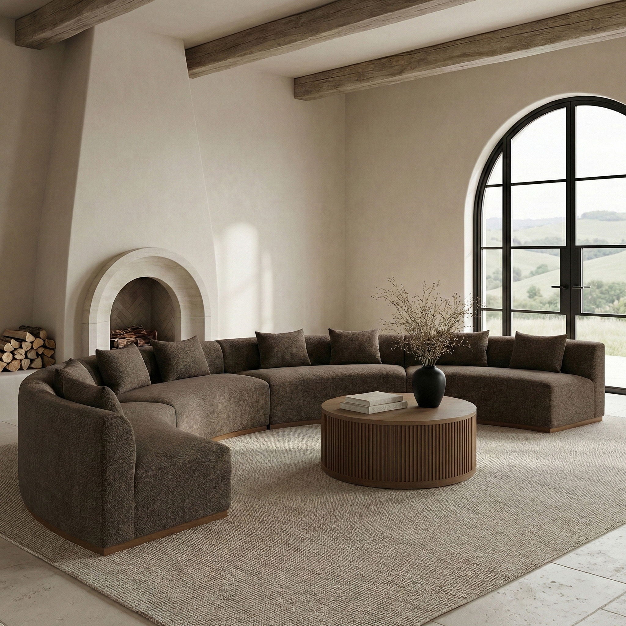 Avanti - Chenille Fabric Upholstered 4 Piece Modular Sectional