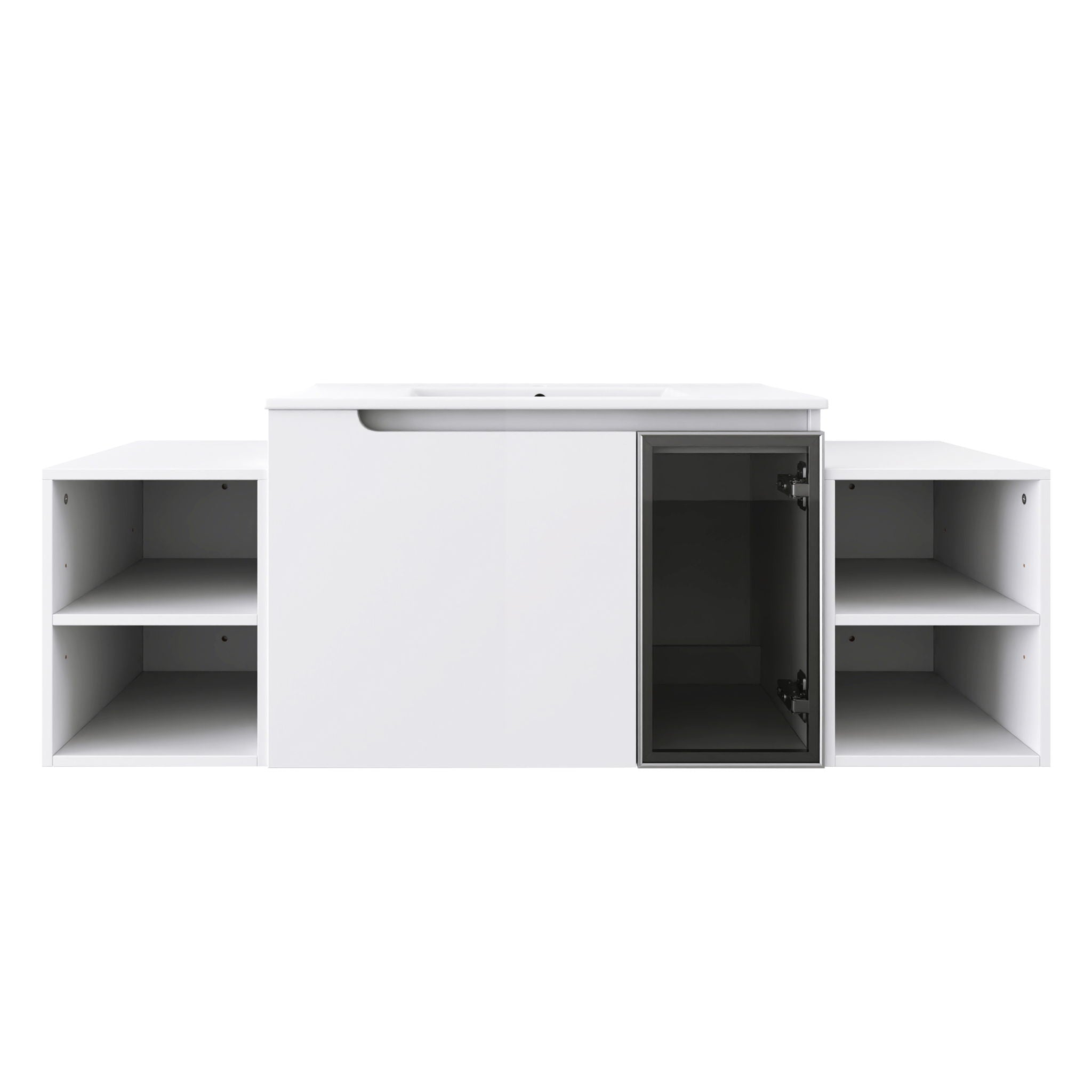 Wall Mounted Bathroom Vanity With Sink, Cabinet & Half Door