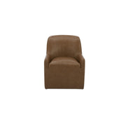 Maisie - Leather Rolling Dining Chair - Tan