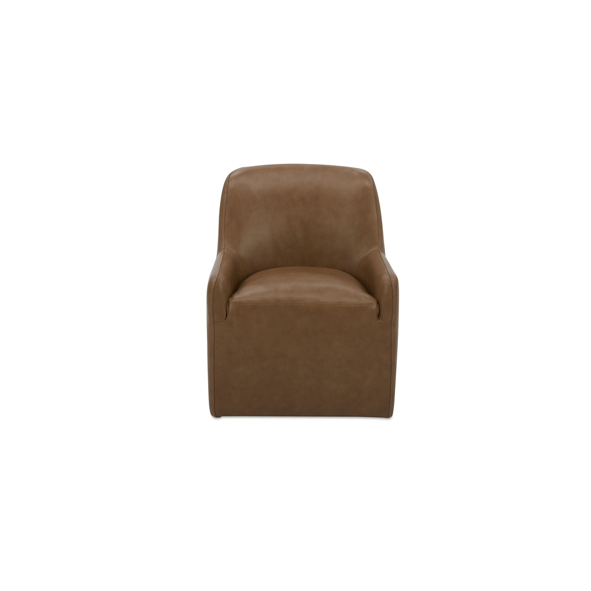 Maisie - Leather Rolling Dining Chair - Tan
