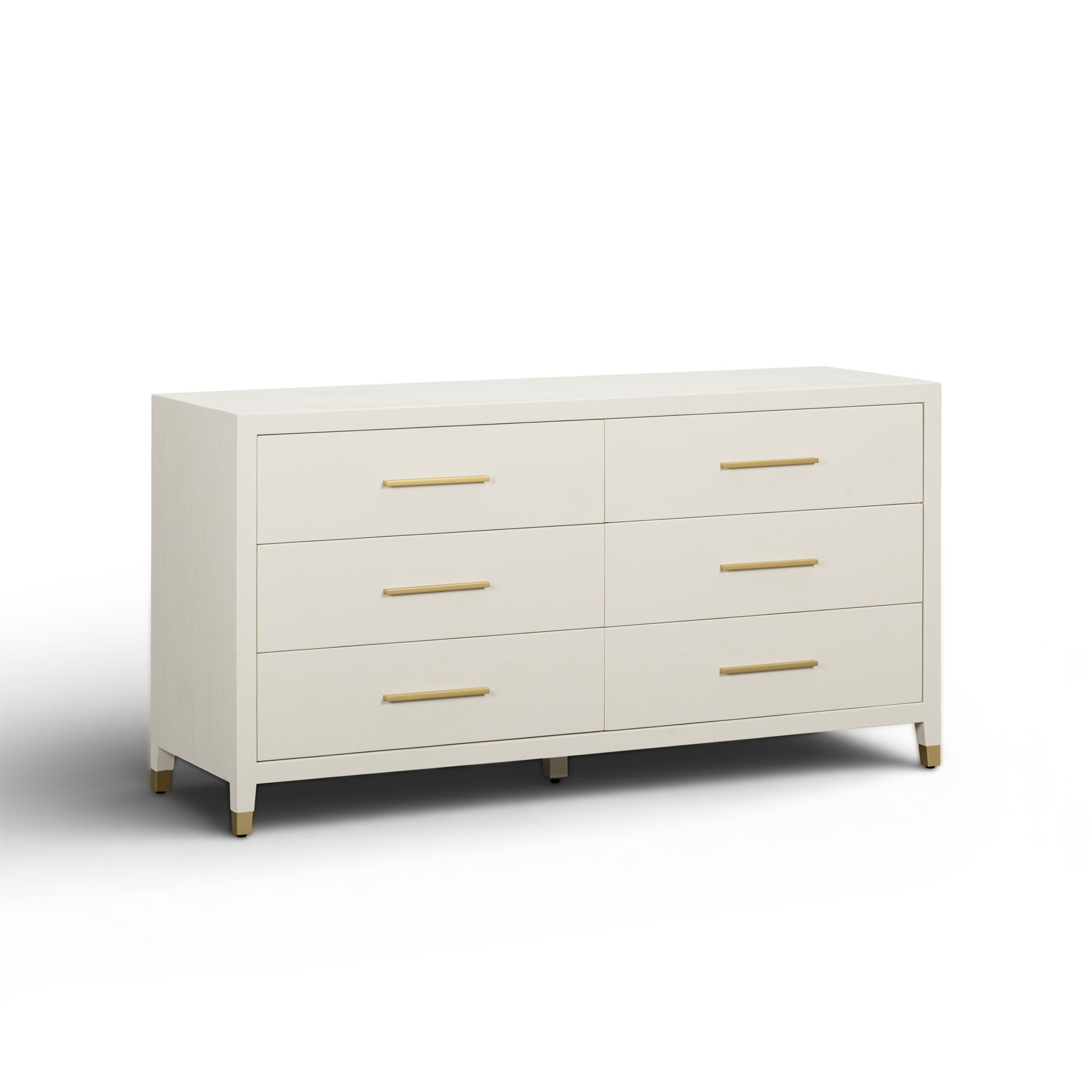 Dani - Faux Shagreen 6-Drawer Dresser - Cream