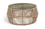 Coastline - Tempered Glass Top And Wicker Outdoor Patio Coffee Table - Natural | Natural