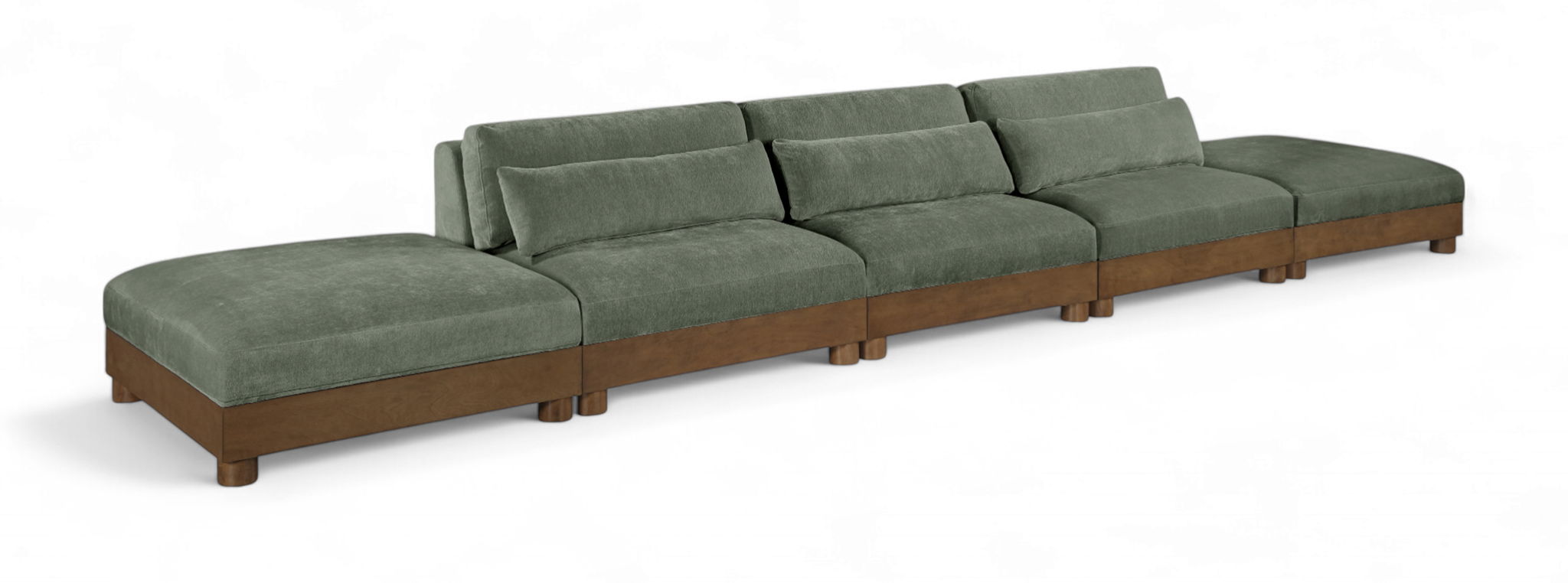 Turin - Chenille Fabric Upholstered Modular Sectional - Green