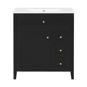 Bathroom Vanity With Sink, 3 Drawers And Adjustable Shelf