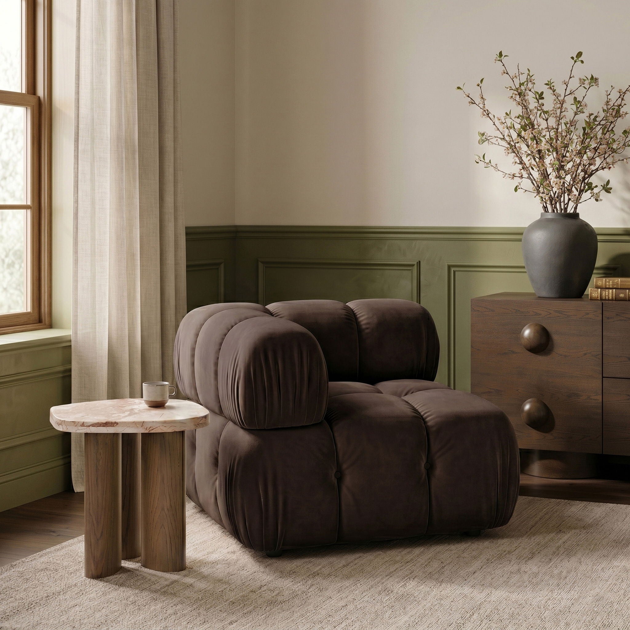 Orin - Velvet Performance Fabric Upholstered Modular Corner Chair