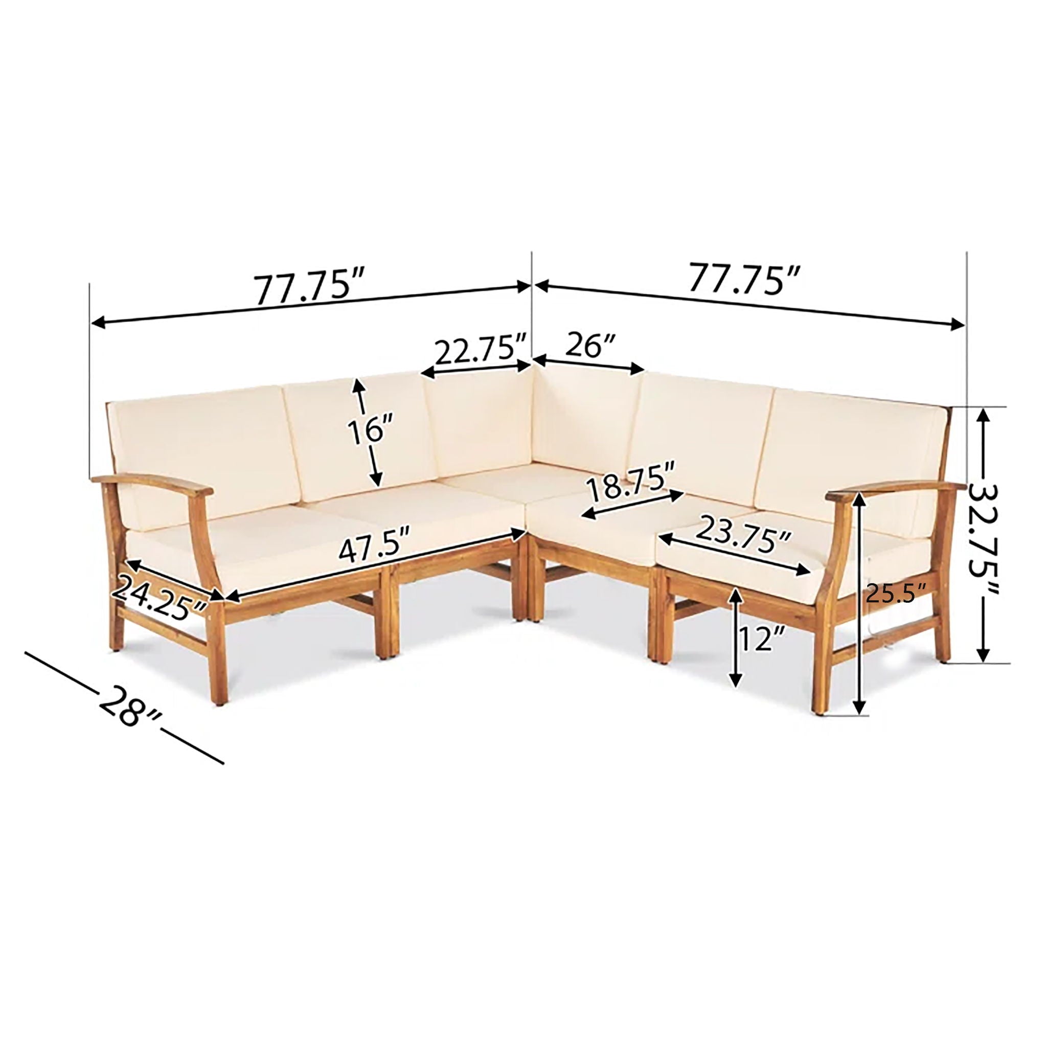 Perla - 5 Pieces Sofa Set