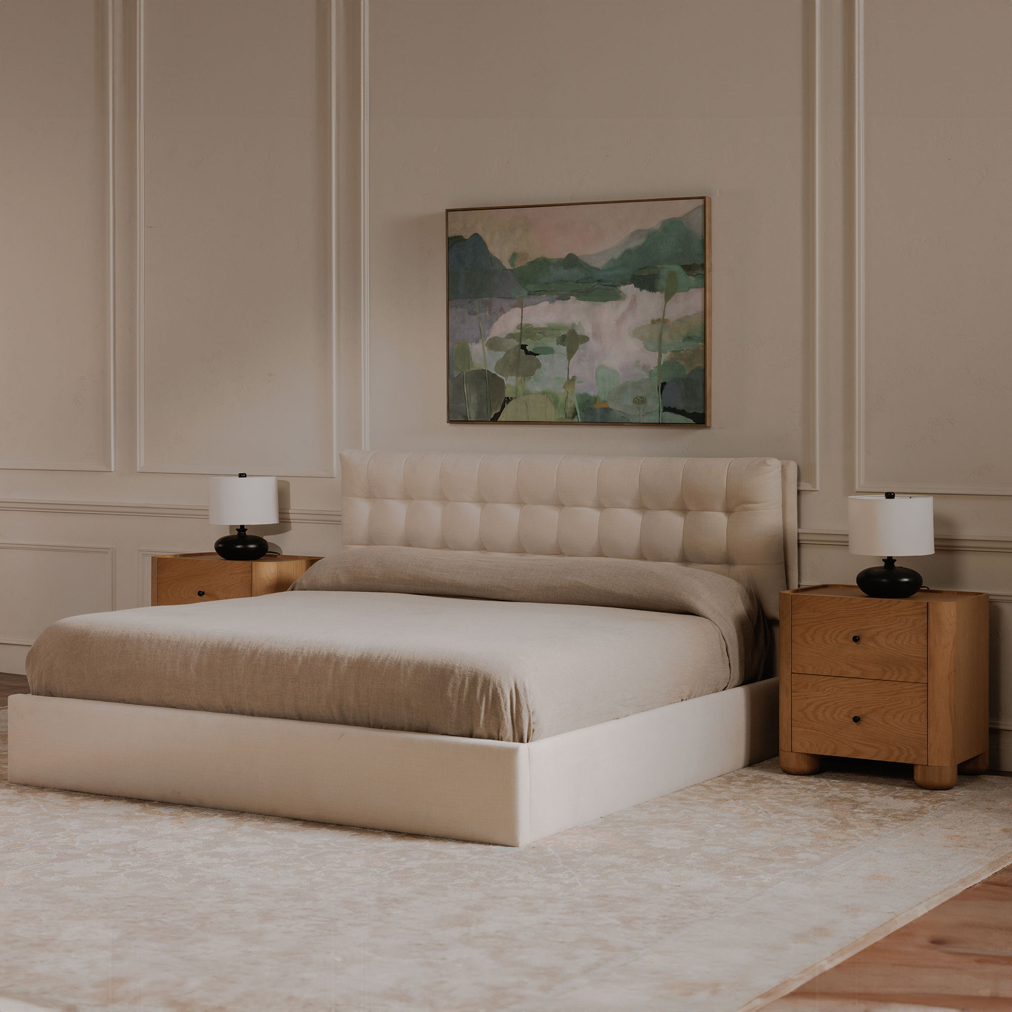Sebastion - King Storage Bed - Cream