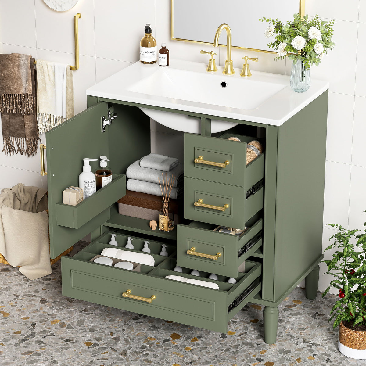 Traditional Bathroom Vanity Set With Soft Close Doors