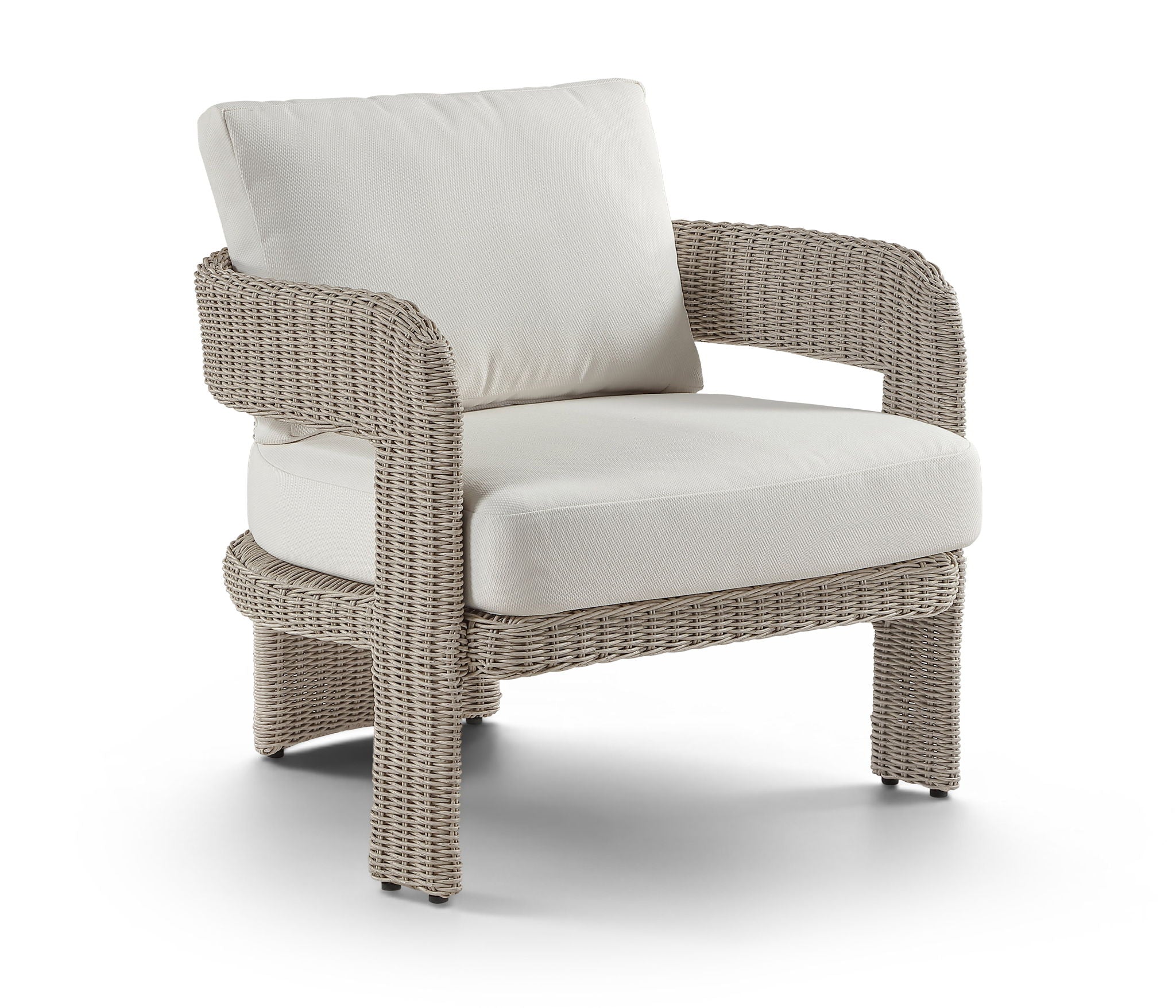 Sandbay - Olefin Water Resistant Fabric And Wicker Outdoor Patio Accent Chair