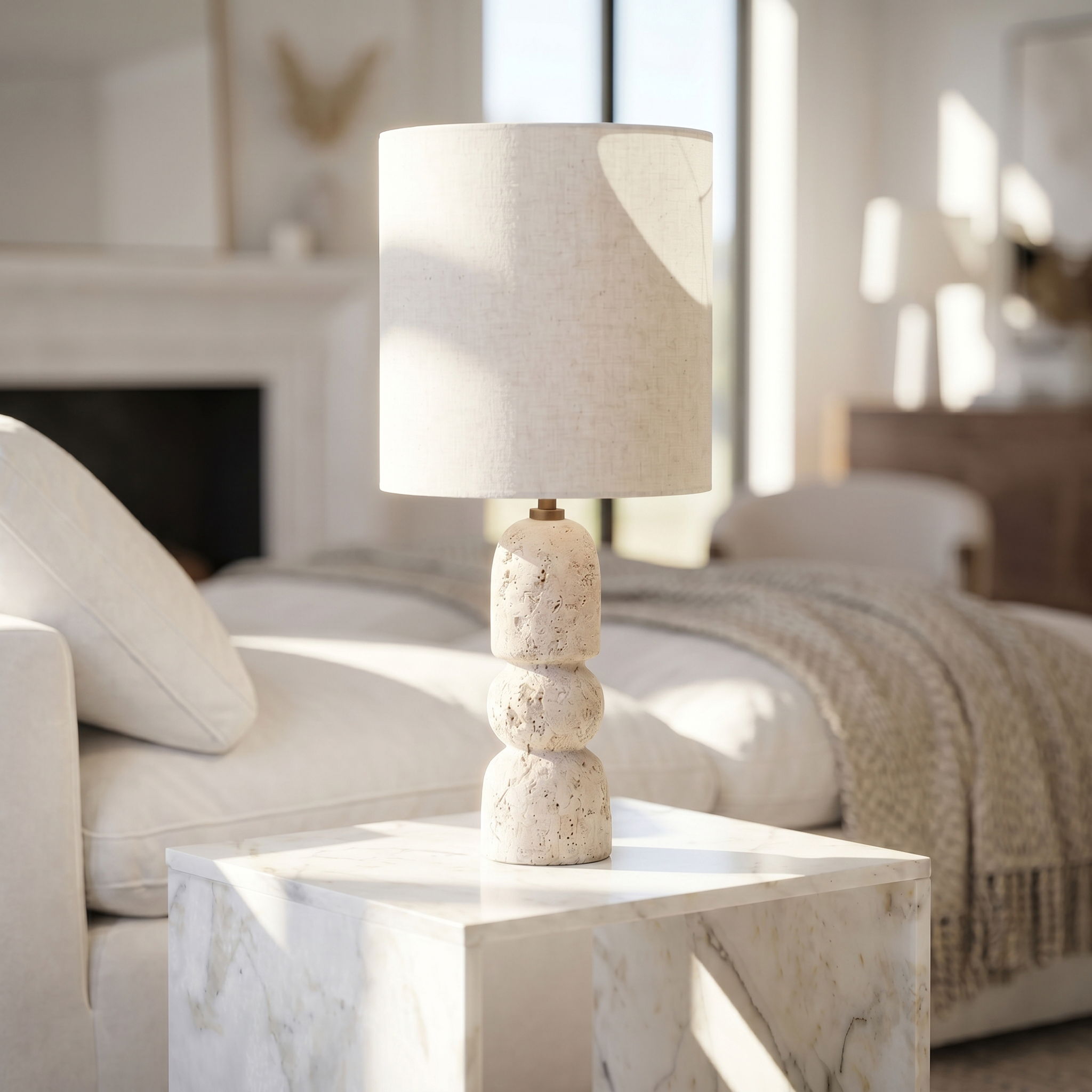 Paros - Base And Linen Textured Fabric Shade Table Lamp