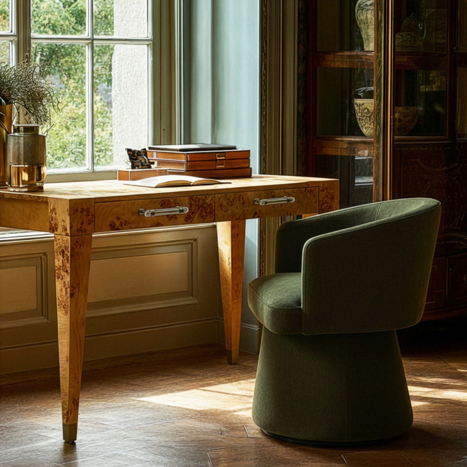 Kristen - Upcycled Chenille Rolling Desk Chair
