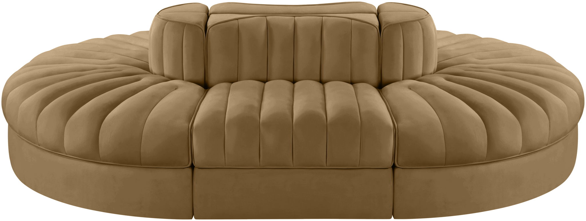 Rummi - Oval Velvet Performance Fabric Upholstered 6 Piece Modular Sectional