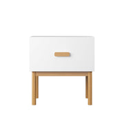 Nightstand With Drawer, Minimalist Bedside Table With Handle For Bedroom - White