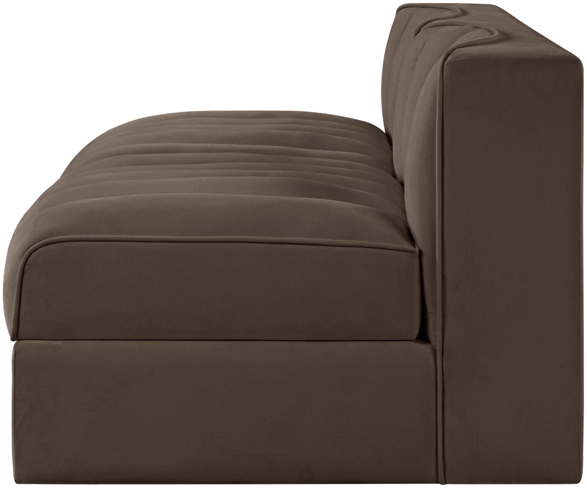 Rummi - Velvet Performance Fabric Upholstered 2 Piece Modular Armless Loveseat