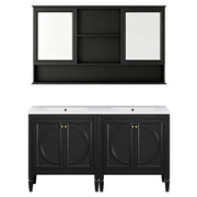 Double Sink Bathroom Vanity Set With Wall Mount Mirror Cabinet