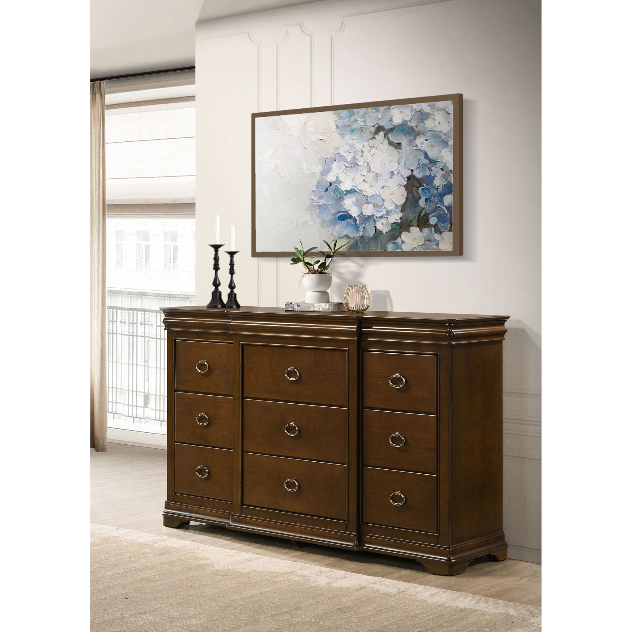 Leonide - 9 Drawer Dresser - Cherry