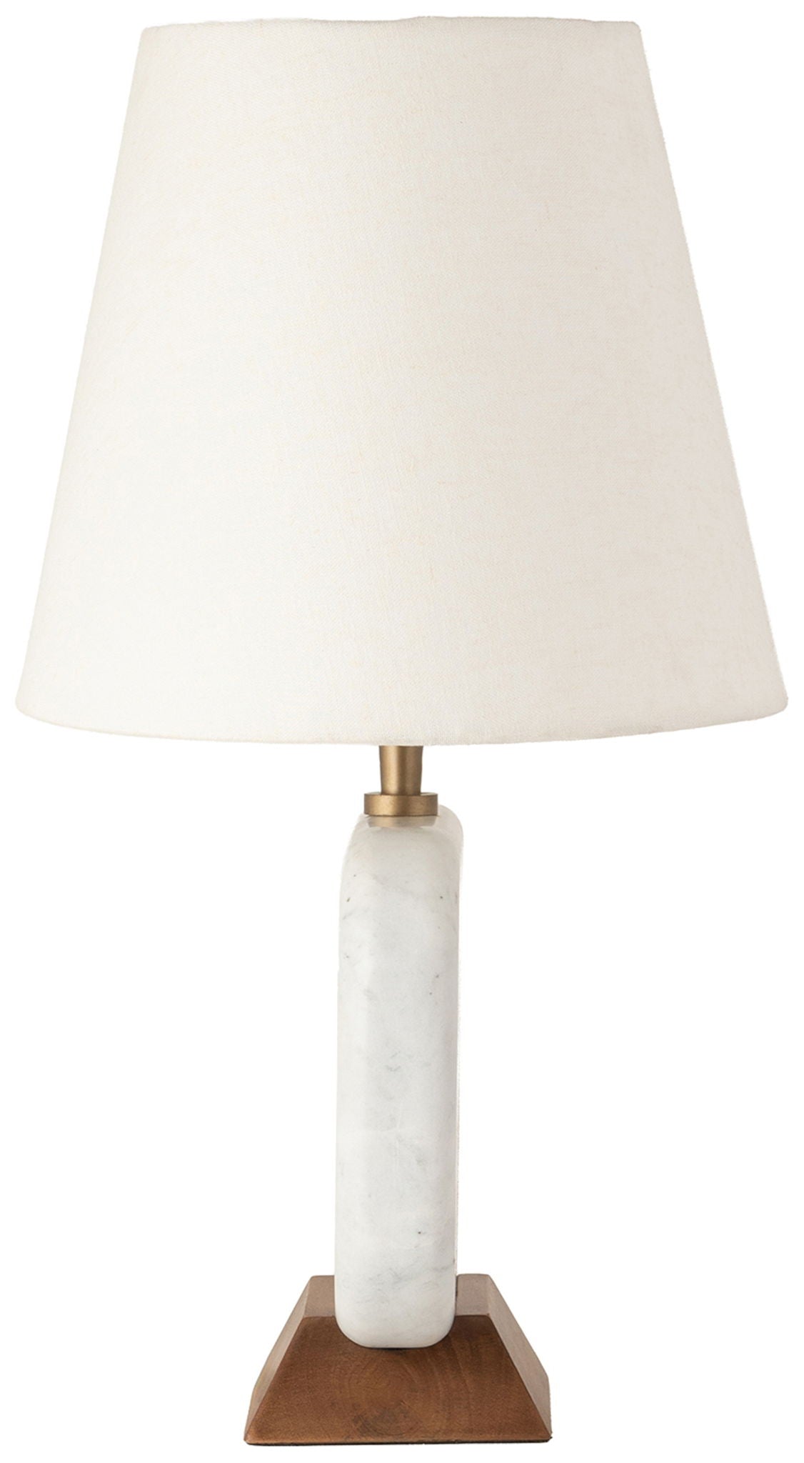 Solis - 14" Genuine Marble And Mango Wood Base With Linen Textured Fabric Shade Table Lamp